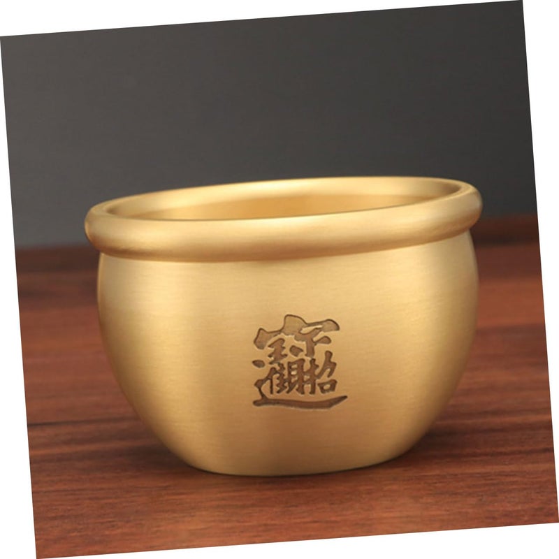 Copper Standing Ashtray Treasure Bowl Indoor Home Decoration Ash Bin - Image 4
