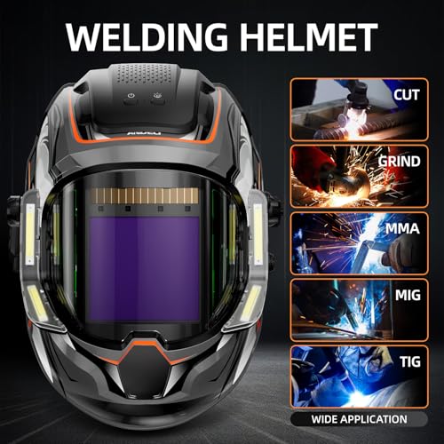 ANDELI Welding Helmet with 4 LED Light, Panoramic Large Viewing Screen 3.94"X3.74" True Color Auto Darkening Welding Helmet, 4 Arc Sensor Wide Shade 4/5-9/9-13 Welder Mask Type-C Charging - Image 4