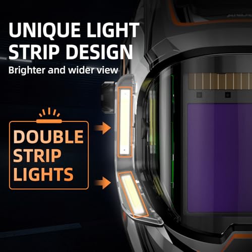 ANDELI Welding Helmet with 4 LED Light, Panoramic Large Viewing Screen 3.94"X3.74" True Color Auto Darkening Welding Helmet, 4 Arc Sensor Wide Shade 4/5-9/9-13 Welder Mask Type-C Charging - Image 2