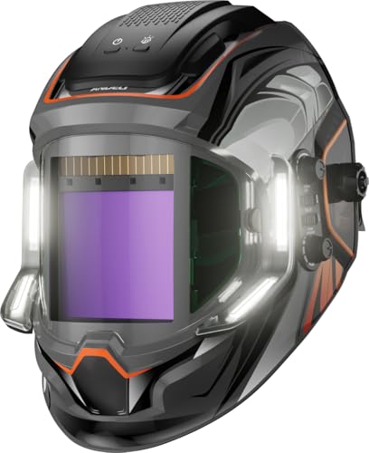 ANDELI Welding Helmet with 4 LED Light, Panoramic Large Viewing Screen 3.94"X3.74" True Color Auto Darkening Welding Helmet, 4 Arc Sensor Wide Shade 4/5-9/9-13 Welder Mask Type-C Charging - Image 1
