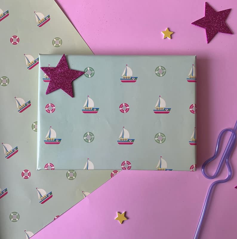 Dovetail Boat Float Kids Gift Wrapping Paper Pack of 6 Sheet - Image 1