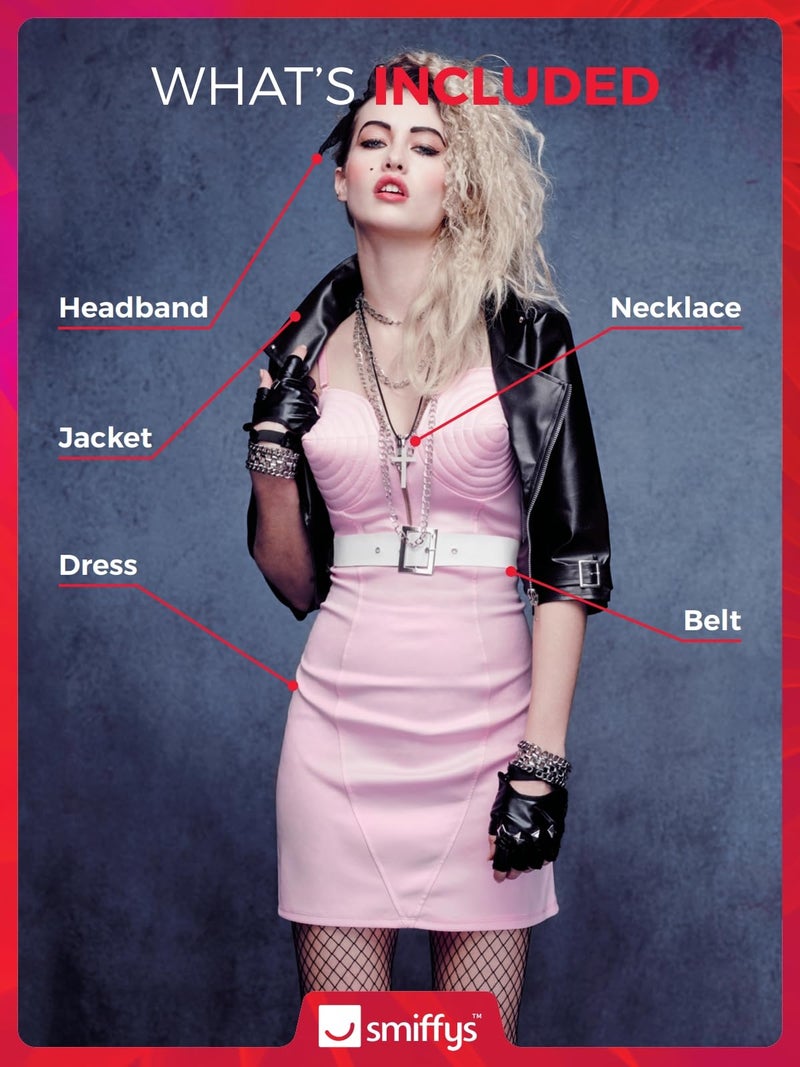 Smiffys Fever 80s Rocker Diva Costume, M - US Size 10-12, Pink - Image 2