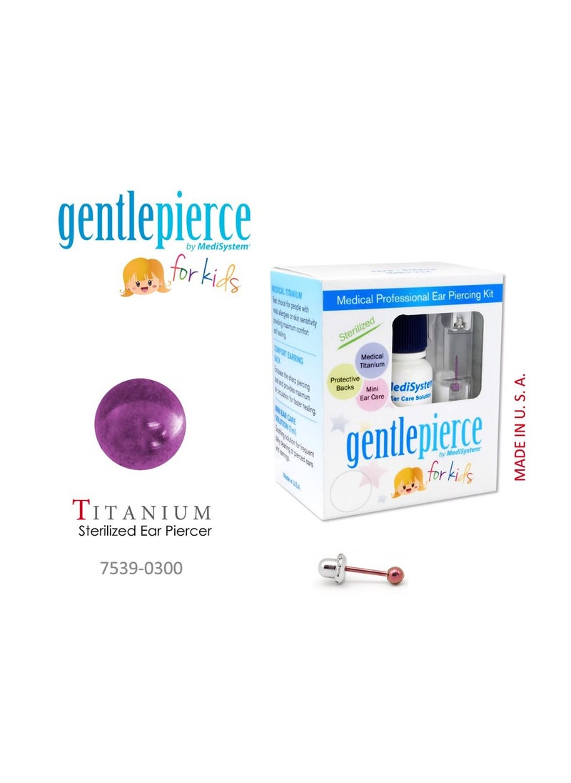 MediSystem Ear Piercing kit at Home Made from Purple Titanium 3mm Ball Made in USA  - Image 1