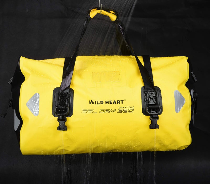 WILD HEART Waterproof Duffel Bag 40L 66L 100L with Welded Seams for Kayaking, Camping, Boating,Motorcycle (66L Yellow with Binding Rope) - Image 4