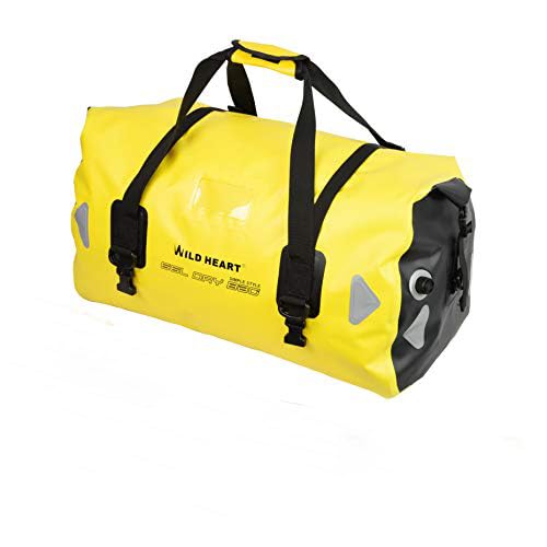 WILD HEART Waterproof Duffel Bag 40L 66L 100L with Welded Seams for Kayaking, Camping, Boating,Motorcycle (66L Yellow with Binding Rope) - Image 1