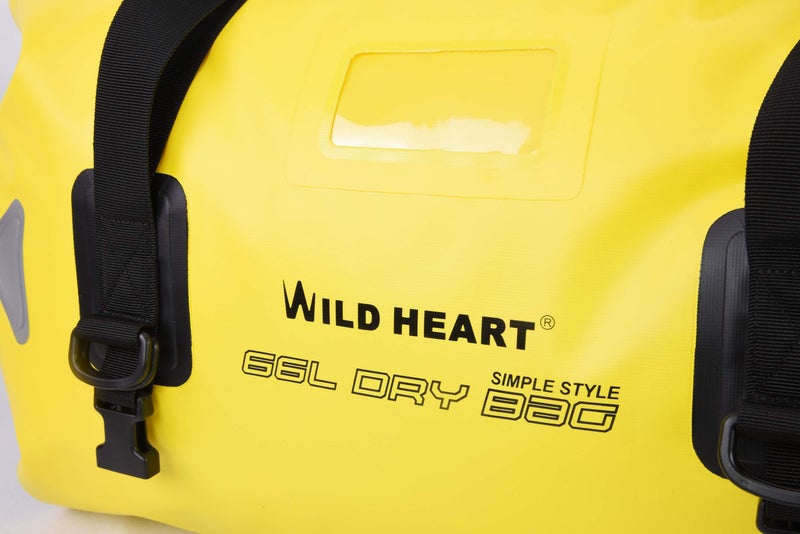 WILD HEART Waterproof Duffel Bag 40L 66L 100L with Welded Seams for Kayaking, Camping, Boating,Motorcycle (66L Yellow with Binding Rope) - Image 2