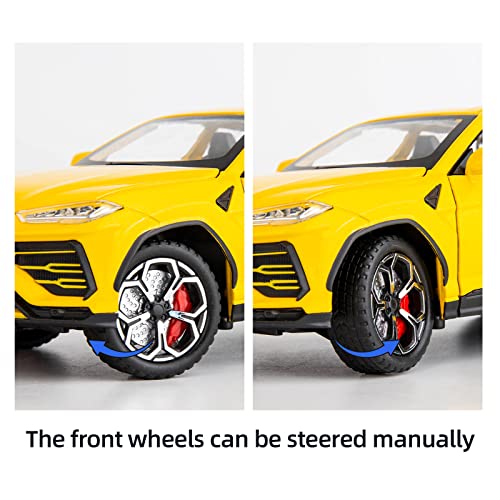 BDTCTK Compatible for 1:24 Lambo Urus Car Model, Diecast Pull Back Car Toy car, Doors Open, Light and Sound, Boys Toys Kids Adults Gifts Yellow - Image 4