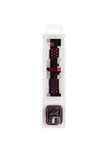 Suitable For Apple Nike Two-color Silicone Watch Band Set For Apple Watch7/SE/6/5/4321 Sport-Color:Black Rose-Exterior Dimension:42mm