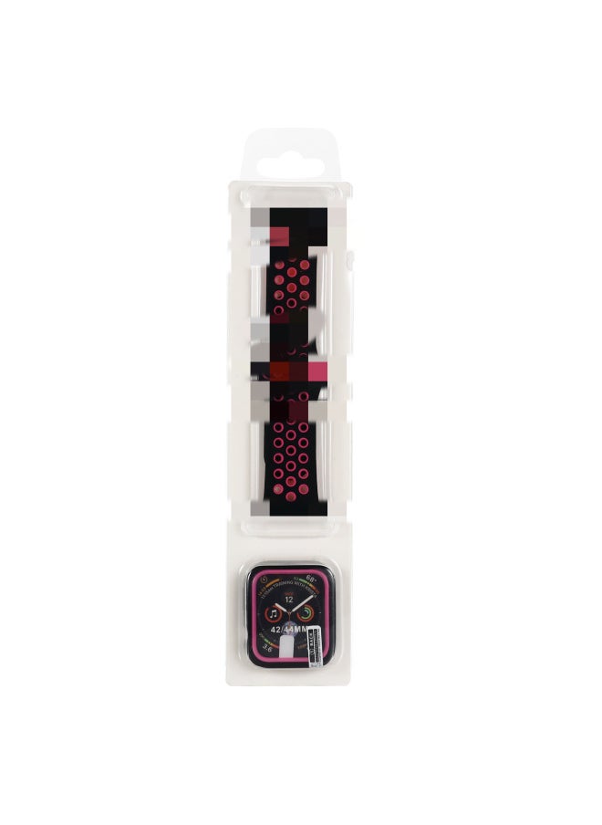 Suitable For Apple Nike Two-color Silicone Watch Band Set For Apple Watch7/SE/6/5/4321 Sport-Color:Black Rose-Exterior Dimension:42mm