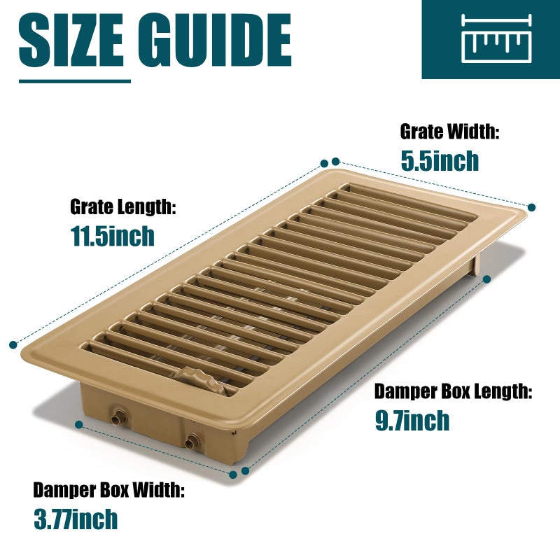 VOISEN Floor Register 4x10, 6 Pack Brown Floor Vent Covers, Heavy Duty Steel Walkable Floor Vents,Vent Covers for Home Floor - Image 3