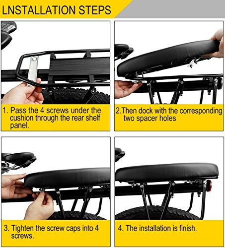 TOPCABIN Bicycle Manned Cushion Mountain Bike Back Shelf Seat Cushion Manned Comfortable Saddle Children Back Seat(Black) - Image 5