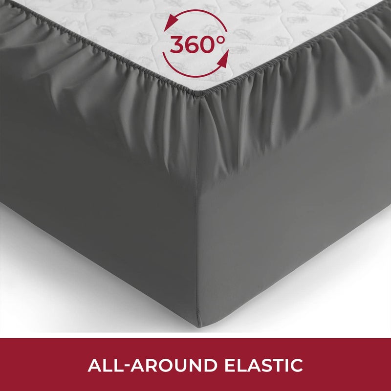 Mellanni California King Fitted Sheet - Iconic Collection Bedding Sheets with up to 16 inch Deep Pocket - Soft & Cooling - Fade & Stain Resistant - 1 PC (Cal King, Gray) - Image 4
