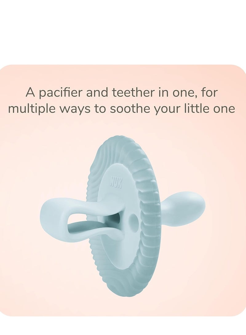 NUK Comfy Duet 100% Silicone Soother 2-in-1 Pacifier and Teether 0-12 Months