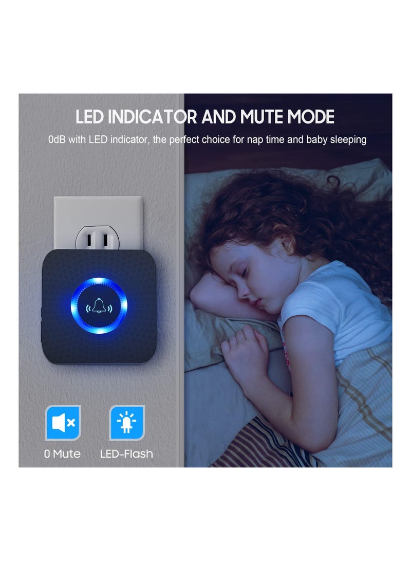Battery Operated Wireless Doorbell, Cordless Door Bell,【54 Chimes & 4-Level Volume】1000ft Wireless Doorbell Kit IP55 Waterproof Doorbell Home Security Doorbell for Home, Office, Hotel (1 Receiver)