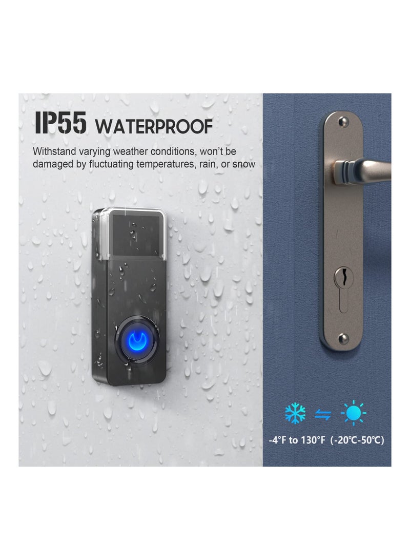 Battery Operated Wireless Doorbell, Cordless Door Bell,【54 Chimes & 4-Level Volume】1000ft Wireless Doorbell Kit IP55 Waterproof Doorbell Home Security Doorbell for Home, Office, Hotel (1 Receiver)