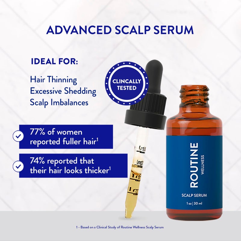 Routine Wellness Scalp Serum for Thinning Hair â€“ Promotes Visibly-Thicker, Fuller-Looking Hair â€“ Lightweight, Science-Backed with Red Clover & Peptides - 30ml - Image 4