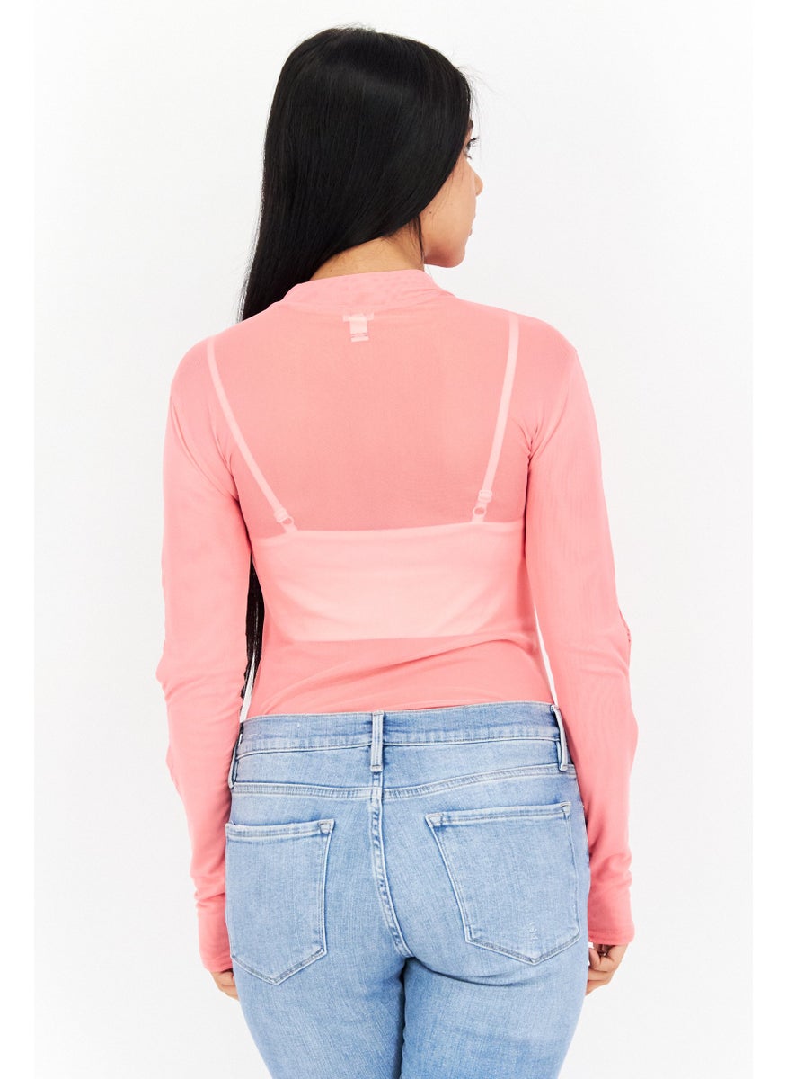 RIVER ISLAND Women Textured Long Sleeve Bodysuit, Pink  - Image 4