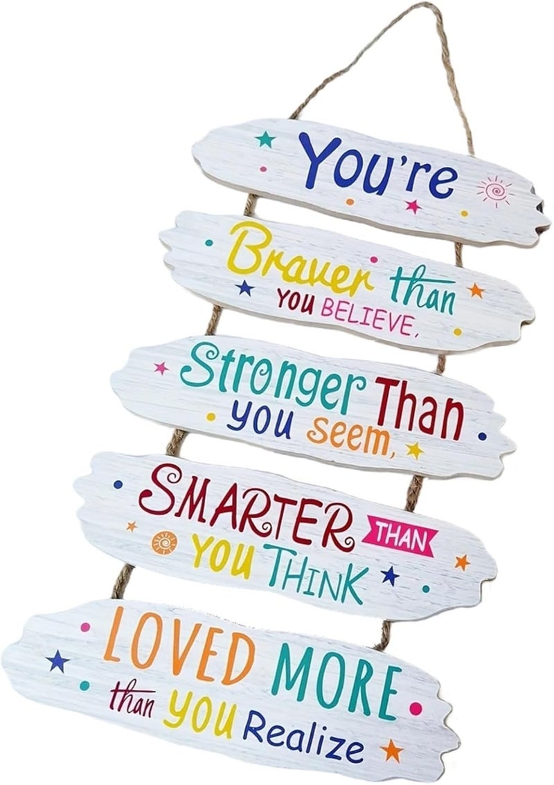 Positive Art, Inspirational Wall Decor, 11.8 X 7.9 In Wooden Hanging Sign With Motivational Quotes, Vintage Design, Encourage And Uplift For Office, Home, Classroom - Image 1