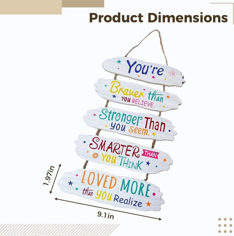 Positive Art, Inspirational Wall Decor, 11.8 X 7.9 In Wooden Hanging Sign With Motivational Quotes, Vintage Design, Encourage And Uplift For Office, Home, Classroom - Image 2