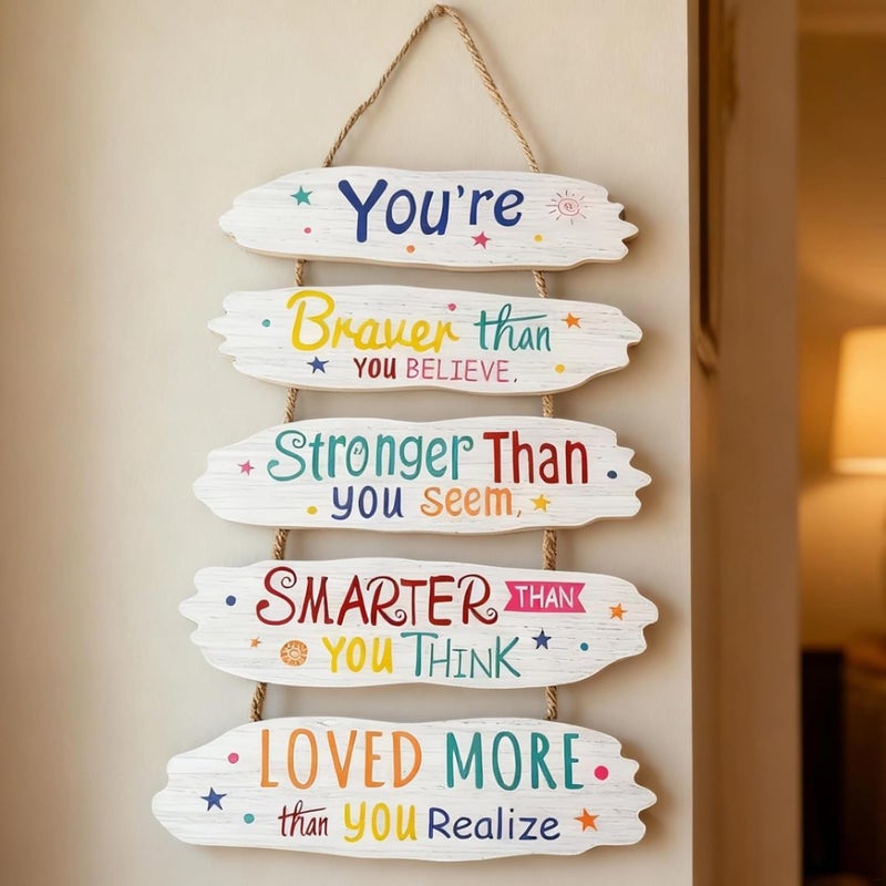Positive Art, Inspirational Wall Decor, 11.8 X 7.9 In Wooden Hanging Sign With Motivational Quotes, Vintage Design, Encourage And Uplift For Office, Home, Classroom - Image 4