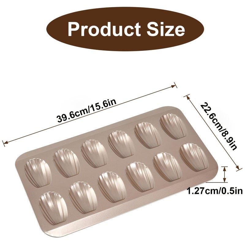 12 Cavity Madeleine Baking Pan Non Stick Thickened Golden Oven Safe Cookie Tray - Image 4