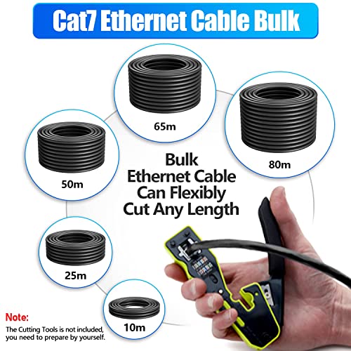 Soibke Cat 7 Outdoor Ethernet Cable 200ft Bulk (10 RJ45), Cat7 SFTP Triple Shielded Ethernet Cable, High Speed 10Gbps, 24AWG, Waterproof, Direct Burial, UV Resistant Internet Cables 200ft for Modem Router - Image 4
