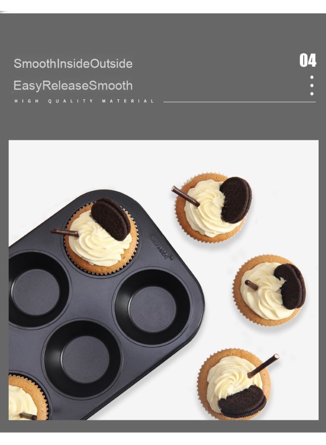 chefmade Large Round Muffin Baking Pan - 6-Cup Non-Stick Design - Image 5