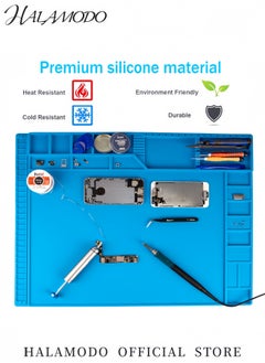 HALAMODO Premium Heat Resistant Silicone Soldering Mat 932°F with Magnetic & Anti Static Features Large Electronic Repair Work Mat Insulation Pad for Soldering Iron BGA Mobile Laptop Computer Watch PCB Repair  - Image 2