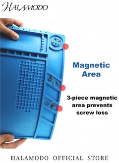 HALAMODO Premium Heat Resistant Silicone Soldering Mat 932°F with Magnetic & Anti Static Features Large Electronic Repair Work Mat Insulation Pad for Soldering Iron BGA Mobile Laptop Computer Watch PCB Repair  - Image 3