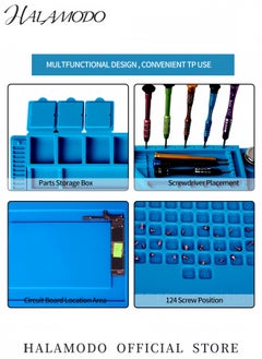 HALAMODO Premium Heat Resistant Silicone Soldering Mat 932°F with Magnetic & Anti Static Features Large Electronic Repair Work Mat Insulation Pad for Soldering Iron BGA Mobile Laptop Computer Watch PCB Repair  - Image 5
