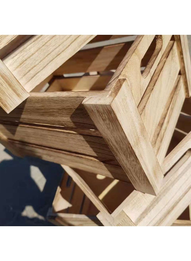 LINGWEI Wooden Storage Box with Handles Decorative Rustic Style Nesting Crates 4 Pieces Wooden Container Box For Home Display - Image 3