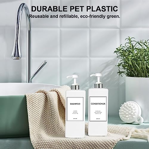 DIDROOM Modern Silver Shampoo and Conditioner Dispenser (21 oz, Pack of 3) Refillable Pump Bottle Set Empty Shower Plastic Bottles with Pump for Bathroom Body Wash Soap and Shower - Image 4