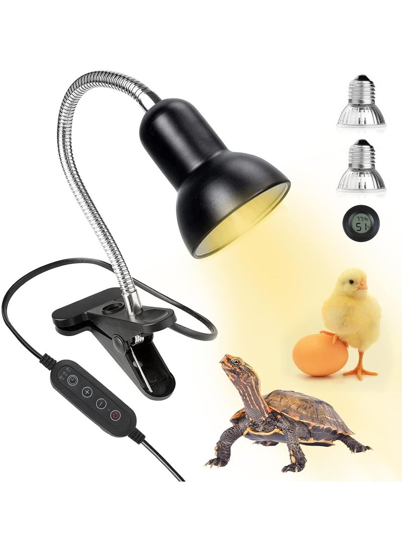 Generic Tortoise Heat Lamp, Reptile Lamp Basking Light with Holder Heat Spotlight, Reptile Light 360°Rotatable Clip on Lamp for Aquarium Reptile Lizards Turtle (2 x Bulbs Include)  - Image 1