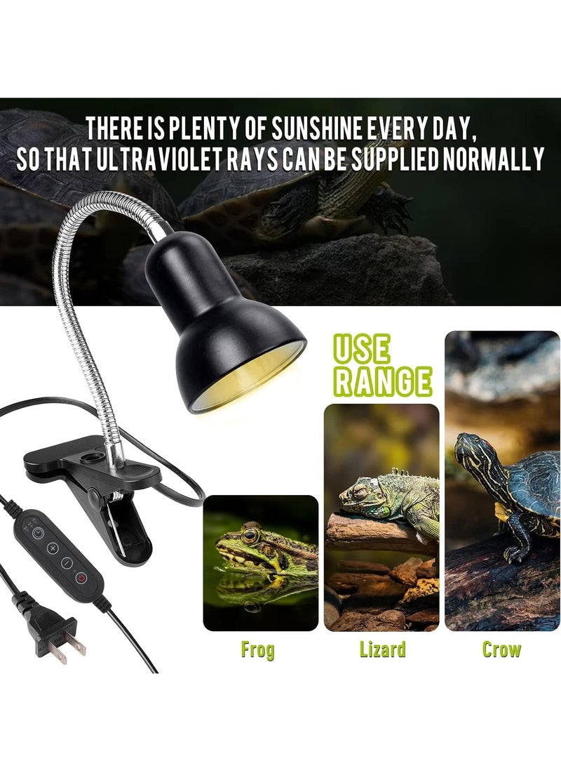 Generic Tortoise Heat Lamp, Reptile Lamp Basking Light with Holder Heat Spotlight, Reptile Light 360°Rotatable Clip on Lamp for Aquarium Reptile Lizards Turtle (2 x Bulbs Include)  - Image 2