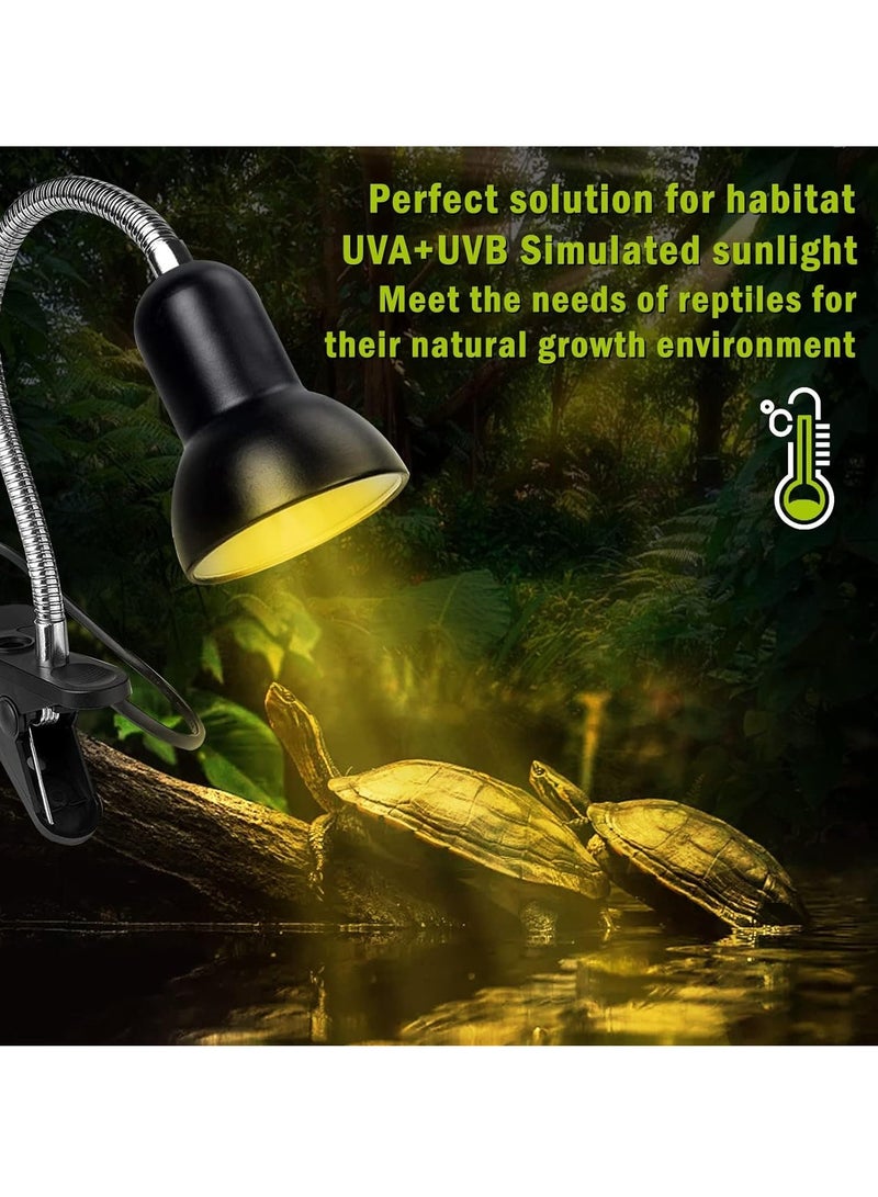 Generic Tortoise Heat Lamp, Reptile Lamp Basking Light with Holder Heat Spotlight, Reptile Light 360°Rotatable Clip on Lamp for Aquarium Reptile Lizards Turtle (2 x Bulbs Include)  - Image 3
