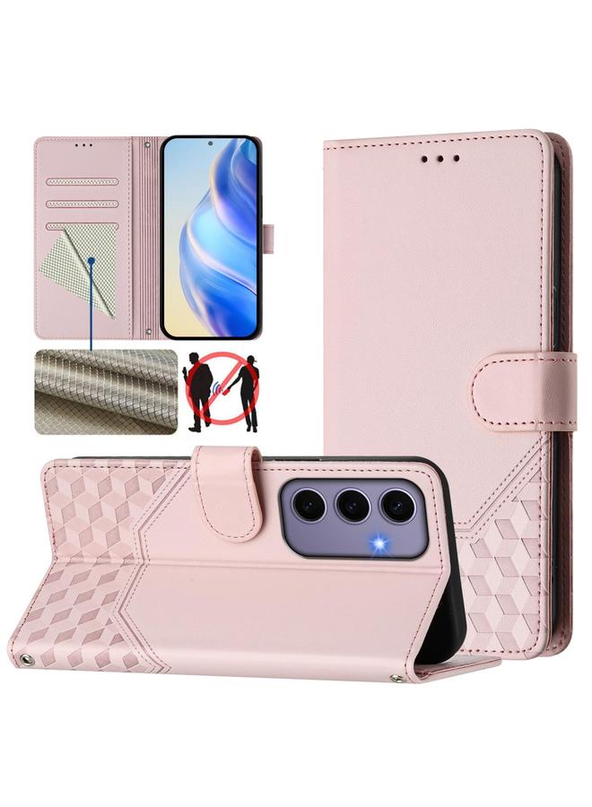 The Bros Case For Samsung Galaxy S24 5G Honeycomb Embossing RFID Leather Phone Case