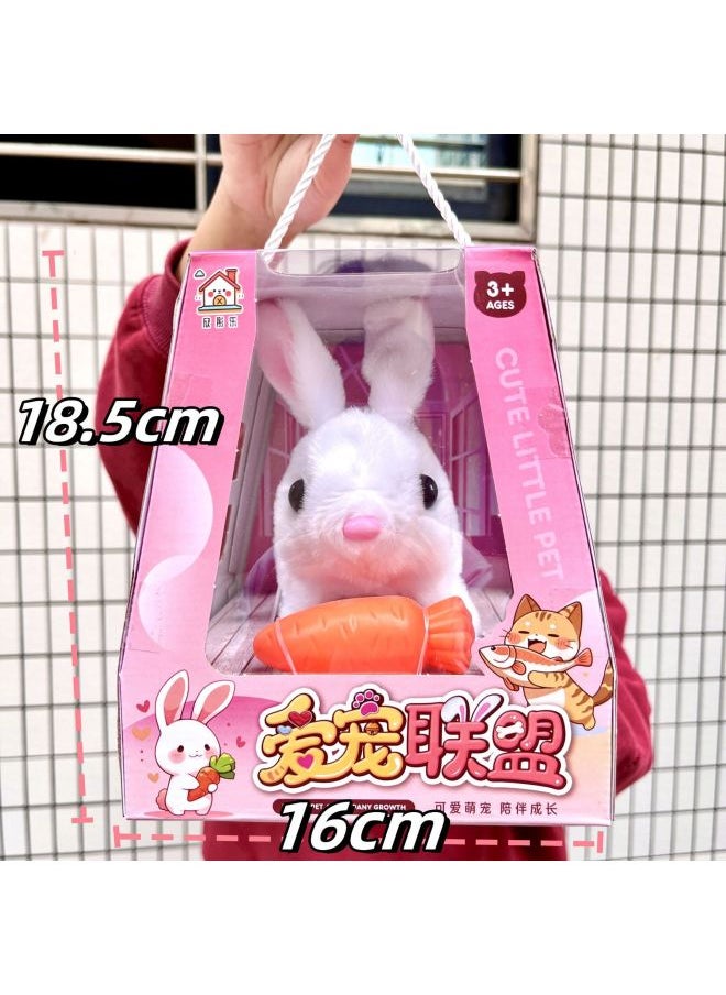 Children's Electric Simulation Plush Pet Teddy White Rabbit Can Walk And Call Electric Toy Gift Box Institution Gift-Color:6698-1 Little White Rabbit  - Image 1