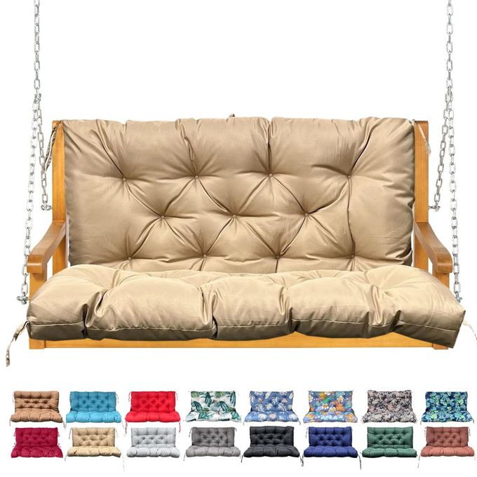 NANGELRN Porch Swing Cushion with BackrestWaterproof Bench Cushion for Outdoor Furniture23 Seater Replacement Thickened Swing Cushion with TiesPatioOutdoorBackyard and Garden Khaki60x40