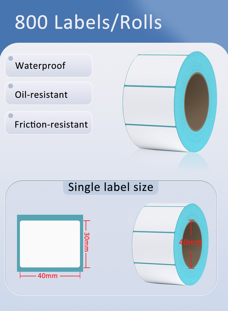 Generic Thermal Label, Self-Adhesive Multipurpose Stickers Roll Easy to Tear for Barcode, Mailing 40mm*30mm 800Pcs/Roll  - Image 2