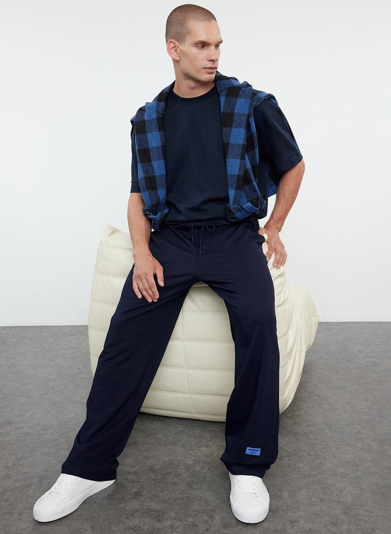 trendyol Navy Blue Oversized /Relaxed Fit Elastic Waistband with Label on the Leg Sweatpants - Image 2