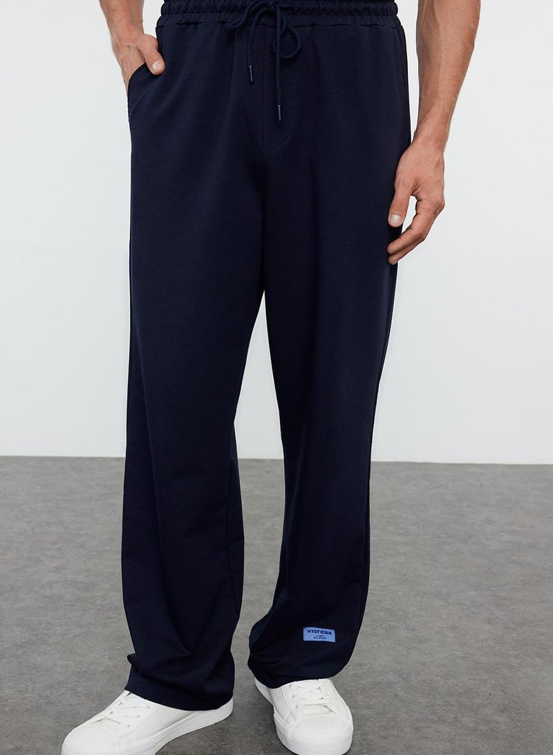 trendyol Navy Blue Oversized /Relaxed Fit Elastic Waistband with Label on the Leg Sweatpants - Image 1