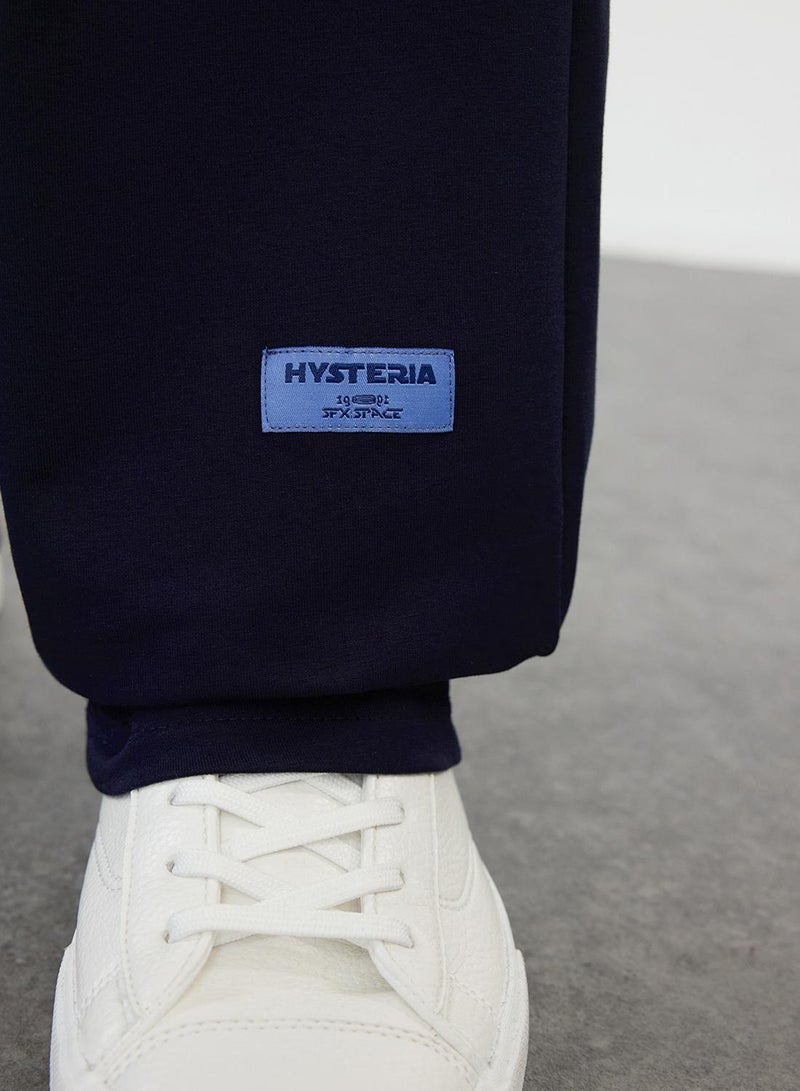 trendyol Navy Blue Oversized /Relaxed Fit Elastic Waistband with Label on the Leg Sweatpants - Image 4