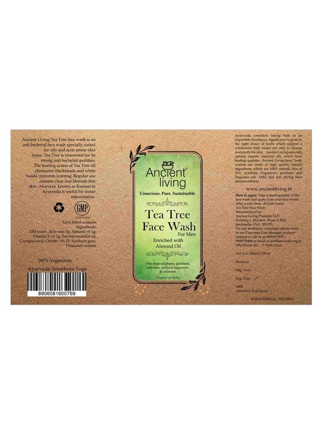 Ancient Living Tea Tree Face Wash - 100 Ml  - Image 2