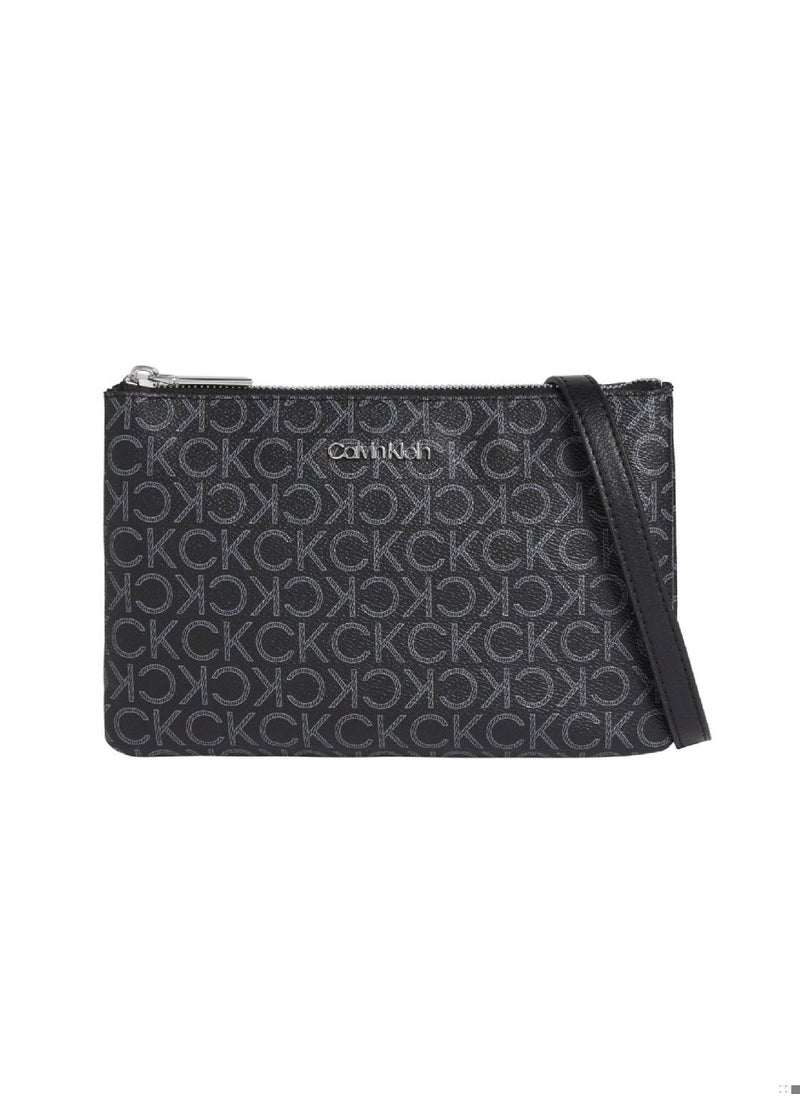 CALVIN KLEIN - Women's Crossbody Logo Pouch - Recycled Polyester, Black - Image 1