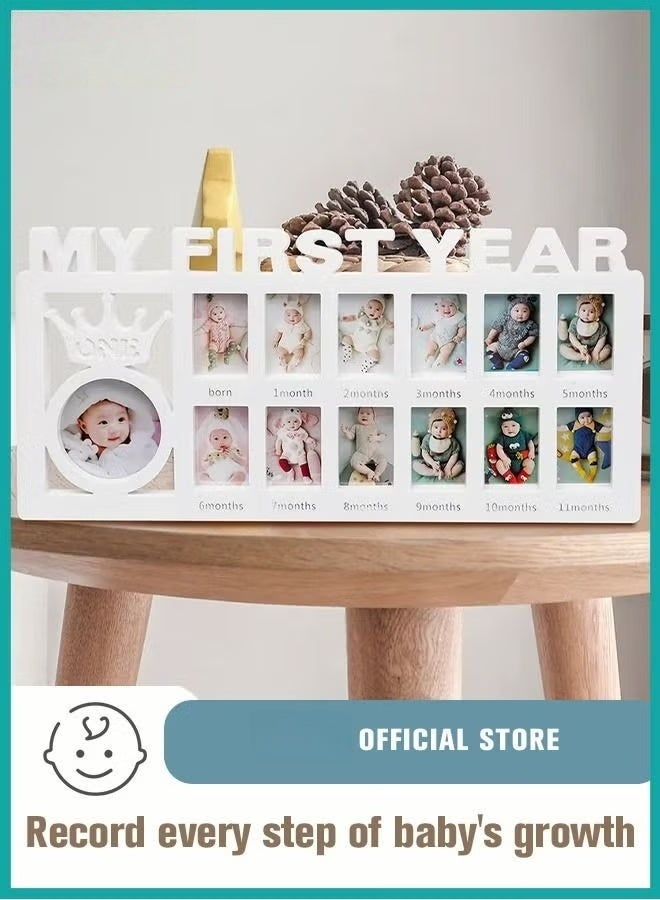 HOOKOR First Year Newborn Keepsake Frame 12 Months Milestone Photo Frames Baby Shower And Album Gifts - Image 1