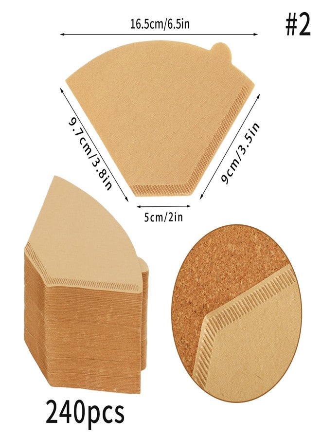 BOARDFEB Coffee Filters #2, 240 Count Coffee Filters Natural Unbleached Disposable Coffee Filters 2 Filter Cone Paper for Coffee Makers - Image 2