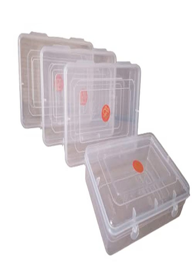 NAKODA Galaxy Plastic Organizer Box with Attached Lid - Clear, Medium, 8.10 x 5.50 x 2.05 inches - Image 3