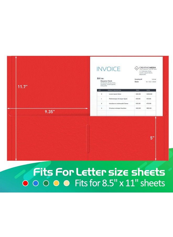 HERKKA Two Pocket Folder Herkka 100 Pack 2 Pocket Folders Letter Size Paper Folders Designed For Office And Classroom Use Assorted 5 Colors - Image 5