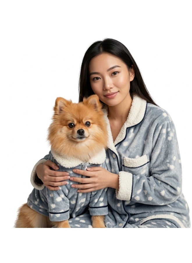 طقم ملابس استرخاء من الصوف القطبي من وينتر فريش ديووير (للإنسان والكلب) مقاس متوسط