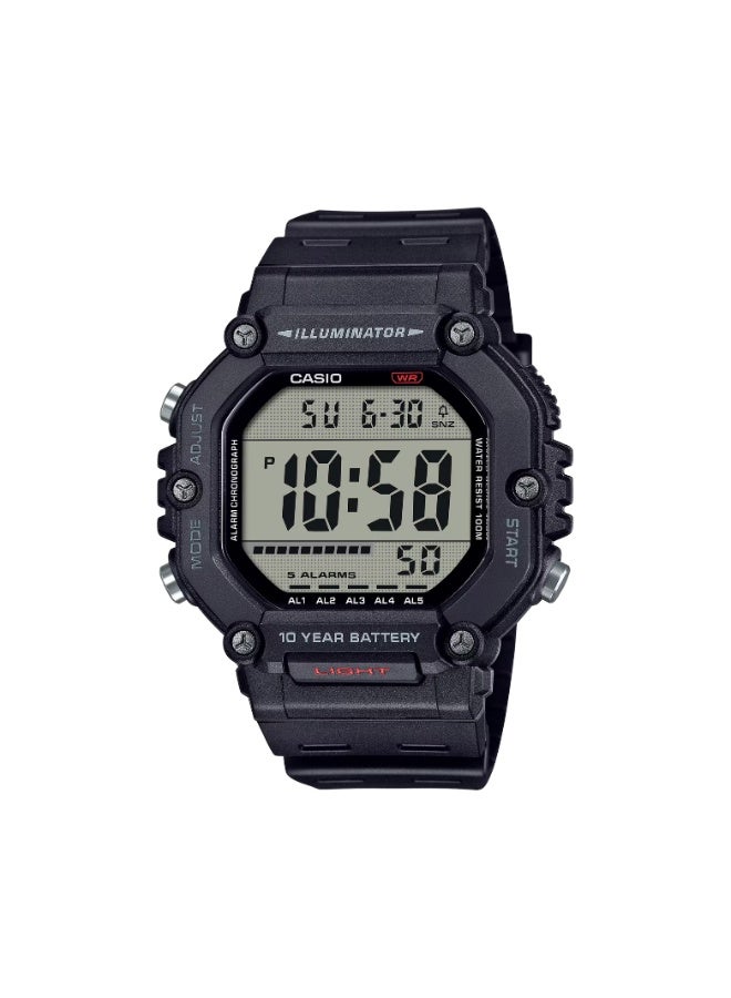 Casio AE-1600H-1AVDF Unisex Digital Watch, 100M Water Resistant, Long-Life Battery, LED Backlight – Black - Image 1